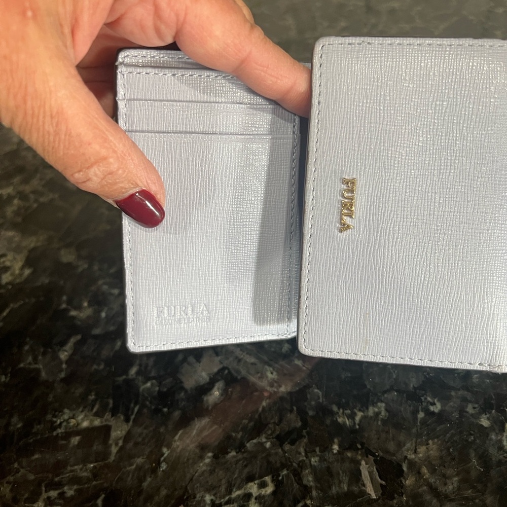 Furla Light Blue Textured Leather Wallet